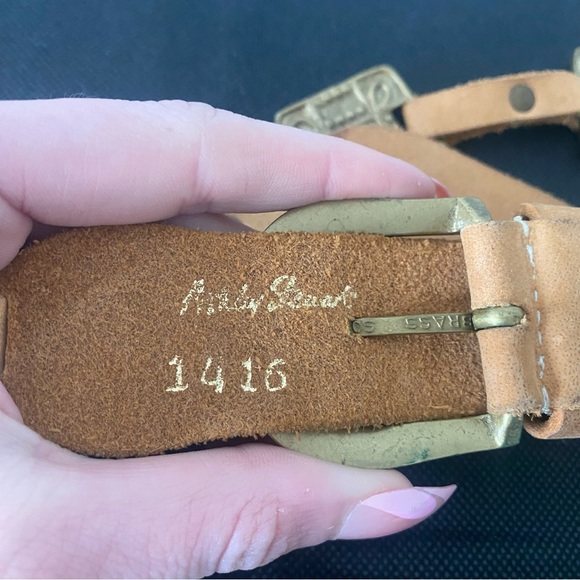 Vintage Ashley Stewart Brass Western Country Style Square Concho Belt - Picture 3 of 6